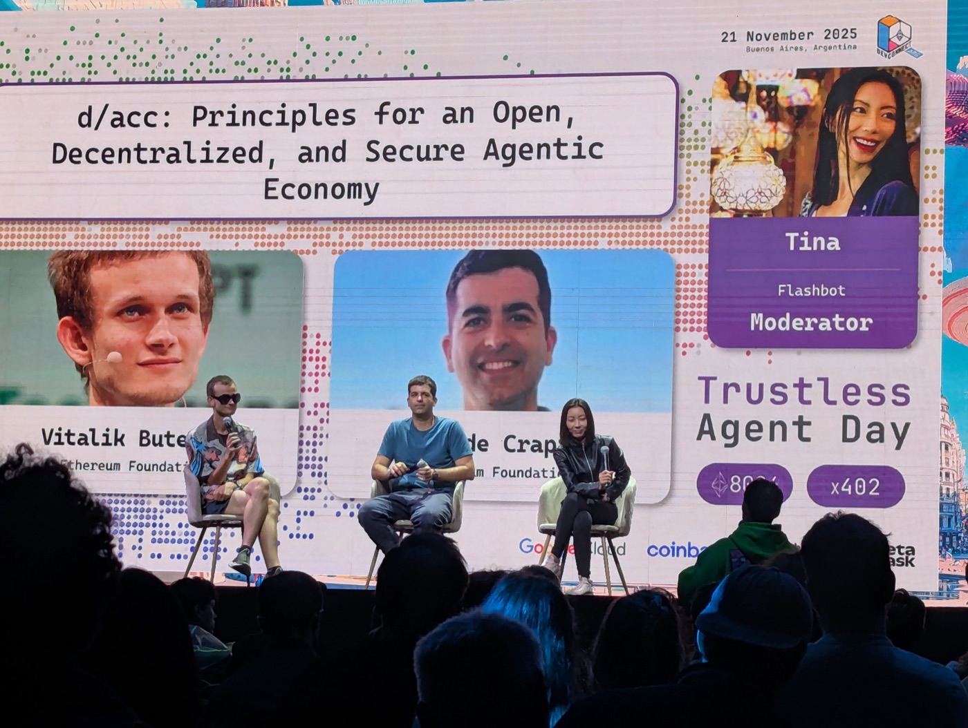 Vitalik on stage — Trustless Agent Day, Devconnect BA